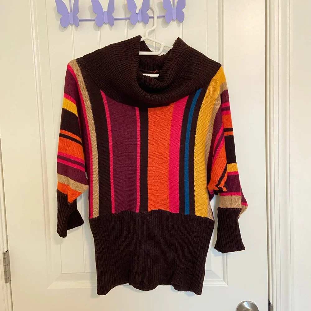 Vintage De Rotchild women’s striped cowl neck sweater — large